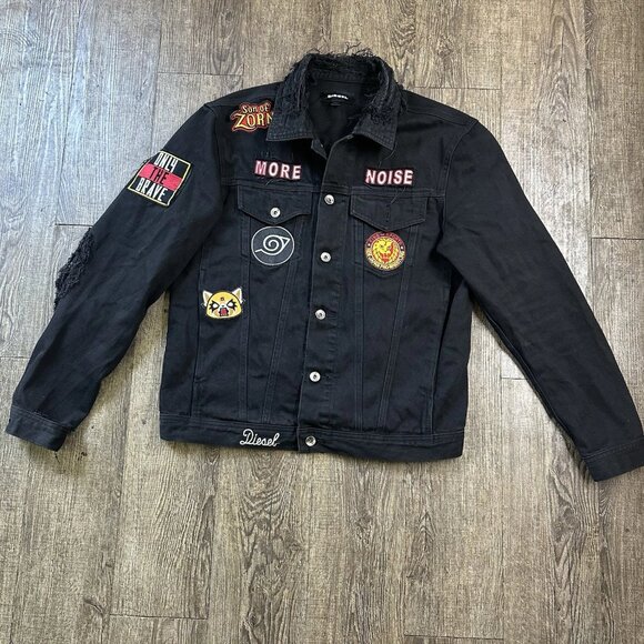 Diesel Men Black Denim Jacket Luxury Classic Vintage style Slim